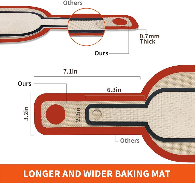 PLAPITATE Silicone Bread Sling Dutch Oven Liner, Non-Stick & Easy Clean Reusable Oval Silicone Bread Sling Baking Mat, Easy to Transfer Sourdough Bread - 2 Red Set - Image 2